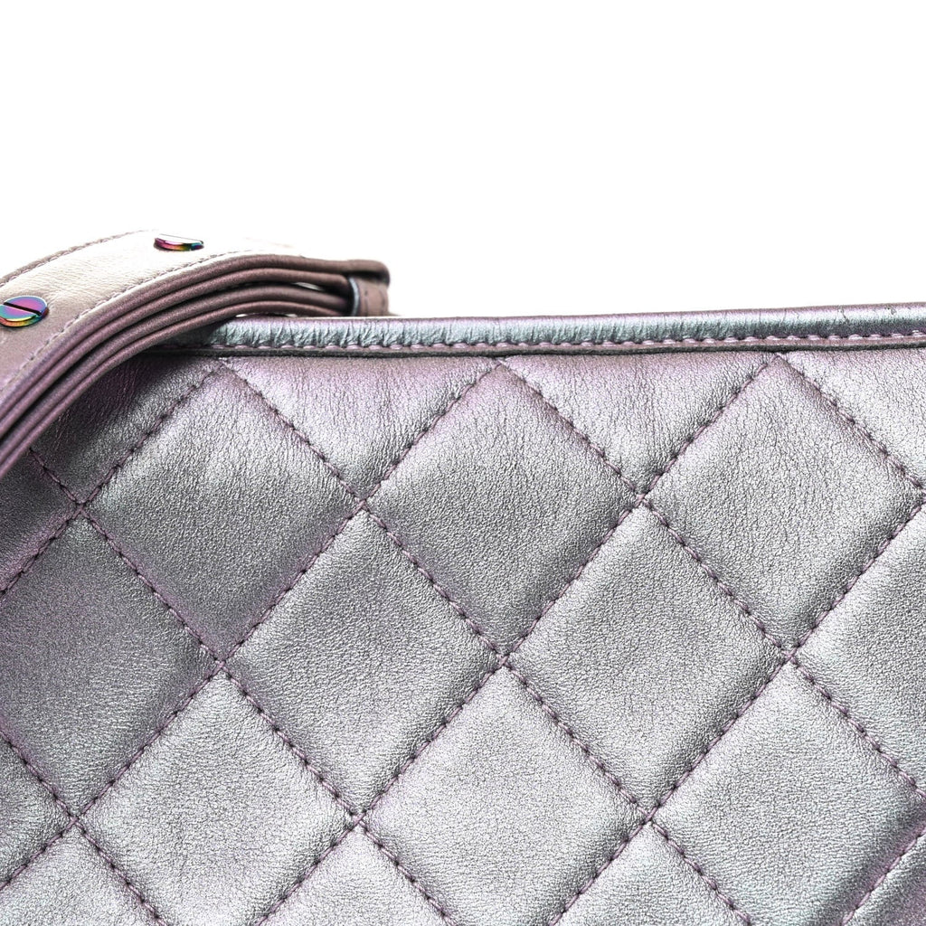 Iridescent Lambskin Calfskin Quilted Medium Gabrielle Hobo Light Purple