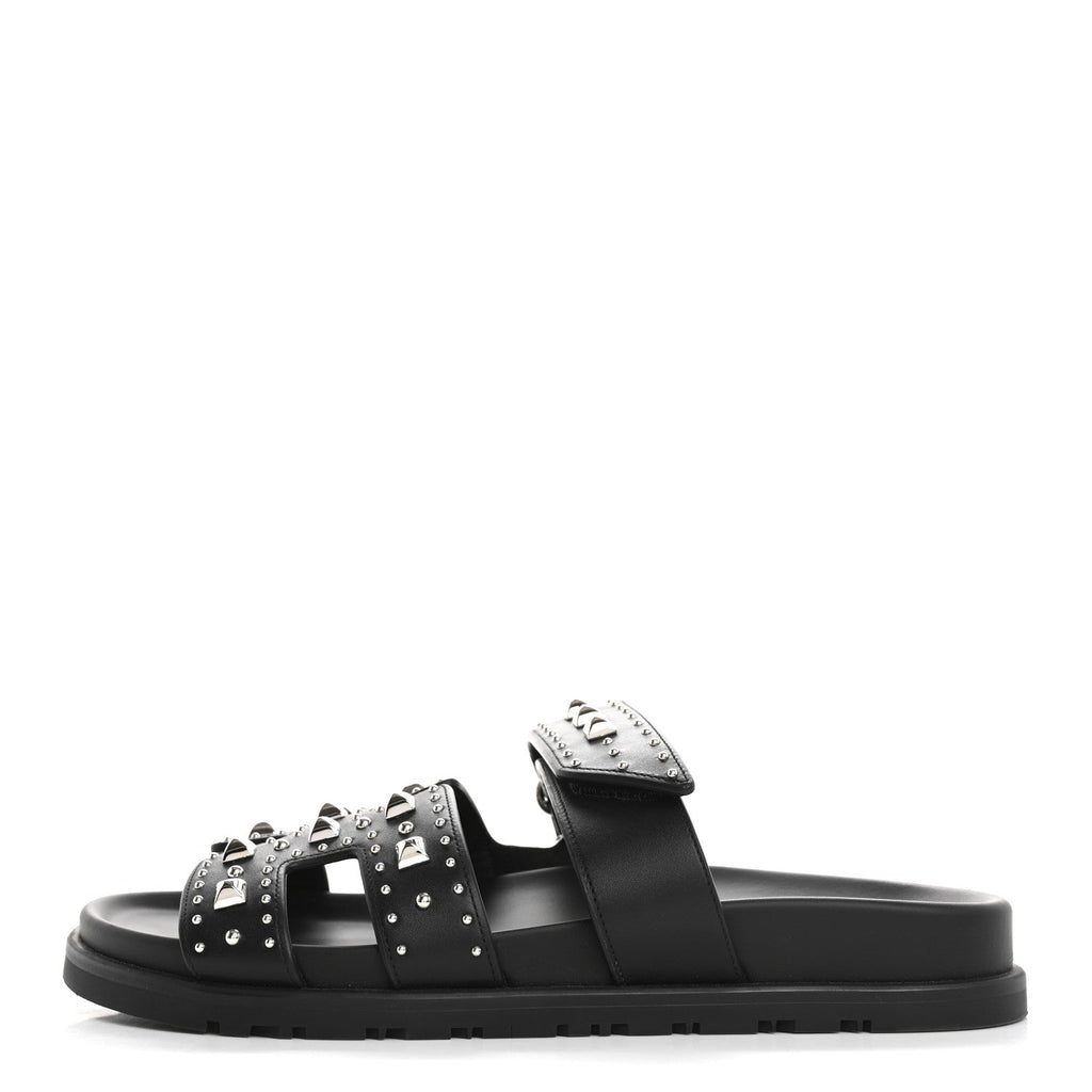 Calfskin Medor Studded Womens Chypre Sandals 39.5 Black