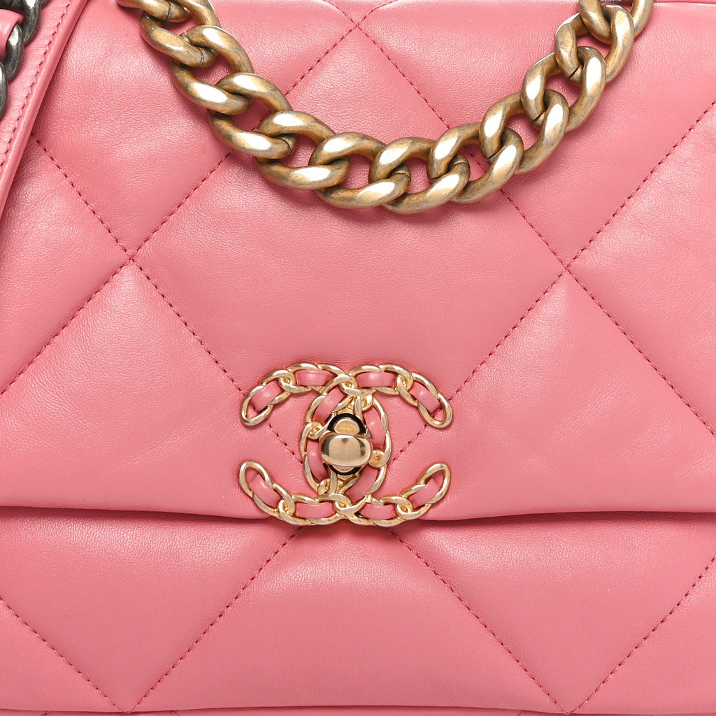Lambskin Quilted Medium Chanel 19 Flap Pink