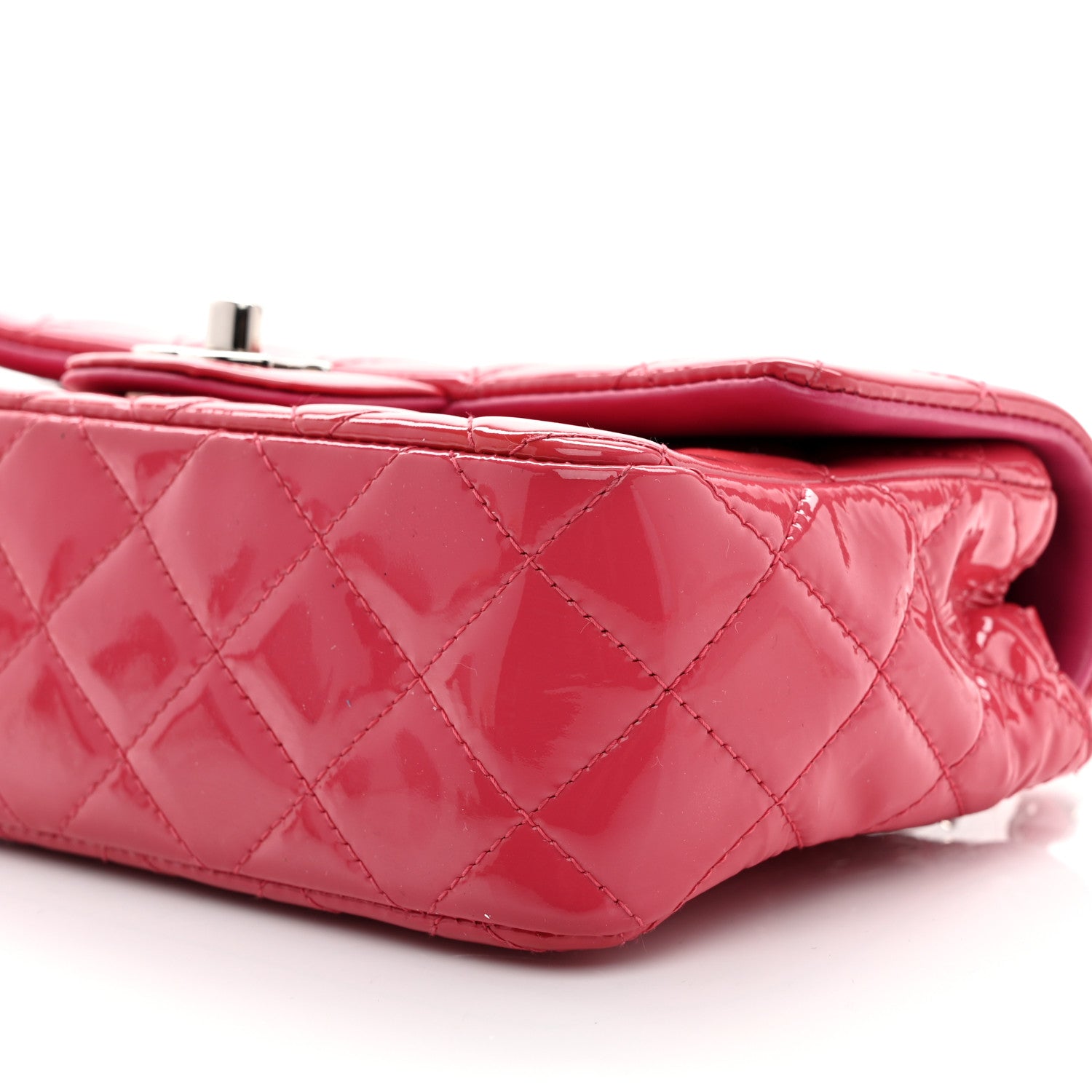 Patent Calfskin Quilted Mini Rectangular Flap Pink