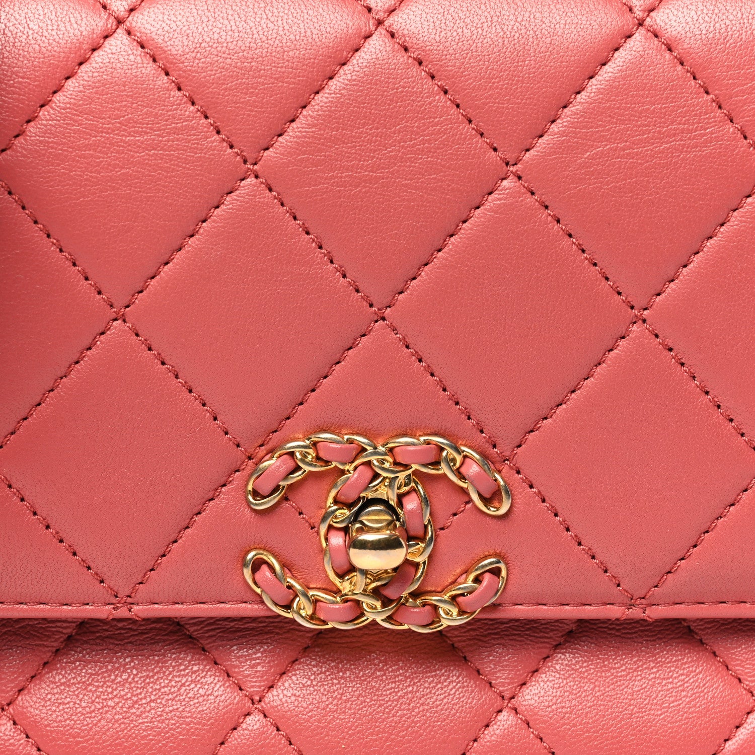 Lambskin Quilted Small Chain Infinity Top Handle Flap Pink