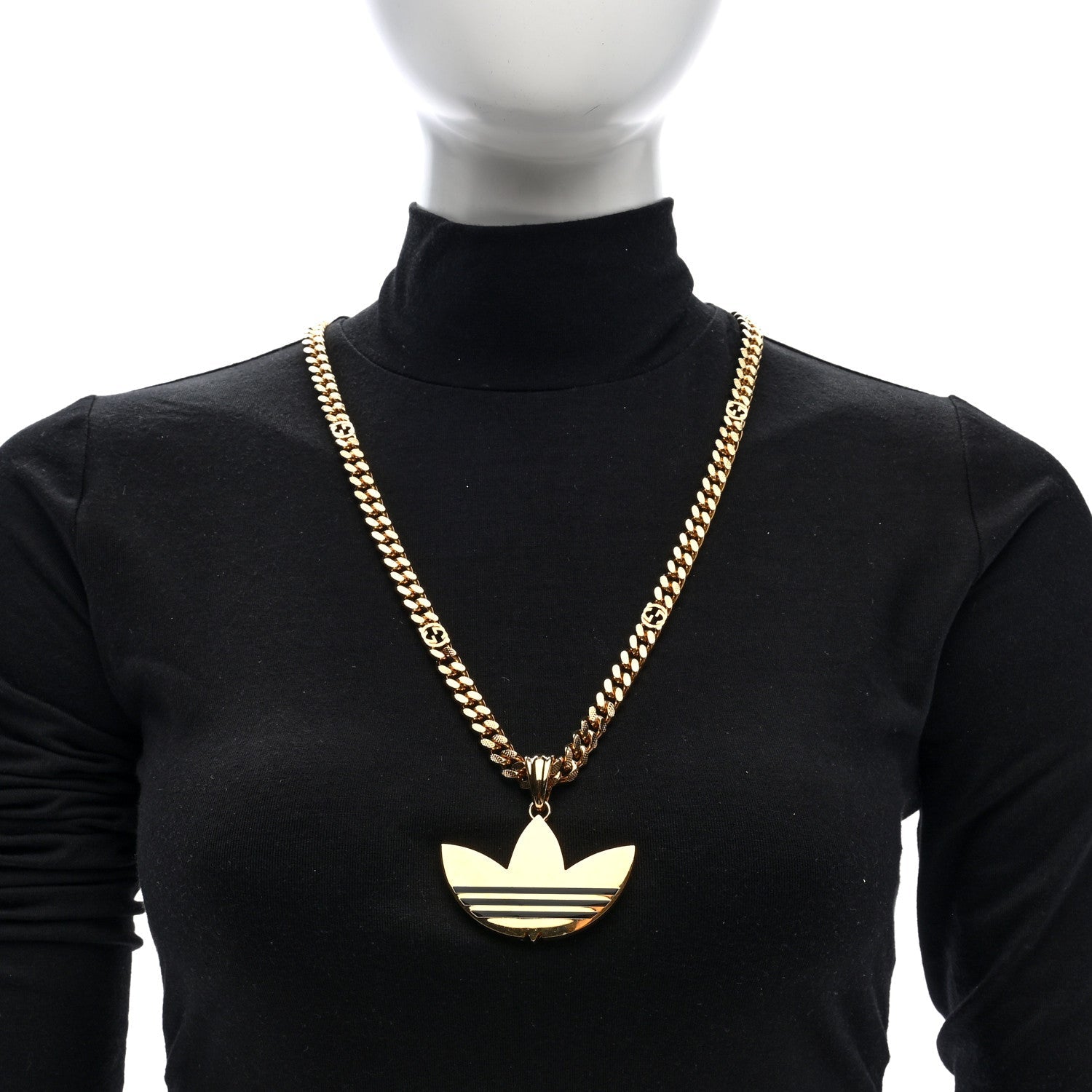 X ADIDAS Gourmette Trefoil Pendant Necklace Gold
