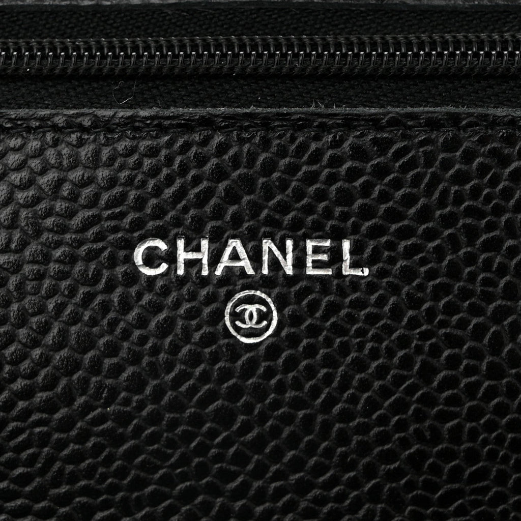 Caviar Quilted Wallet on Chain WOC Black