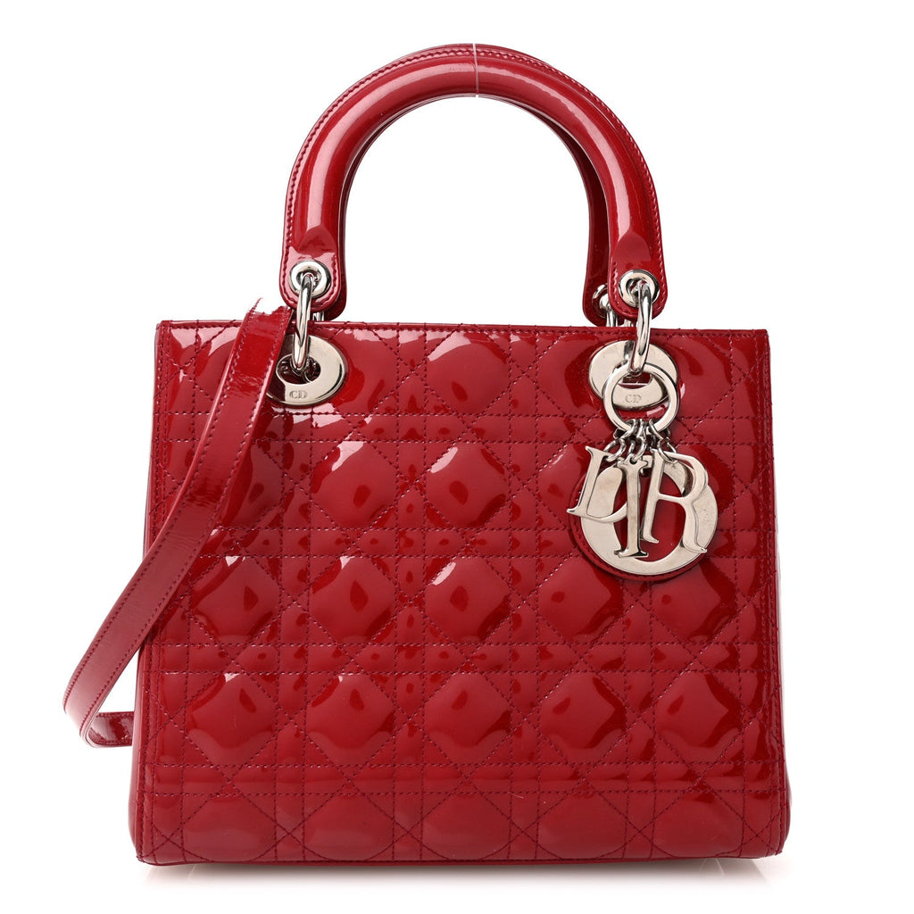 Patent Cannage Medium Lady Dior Burgundy Red