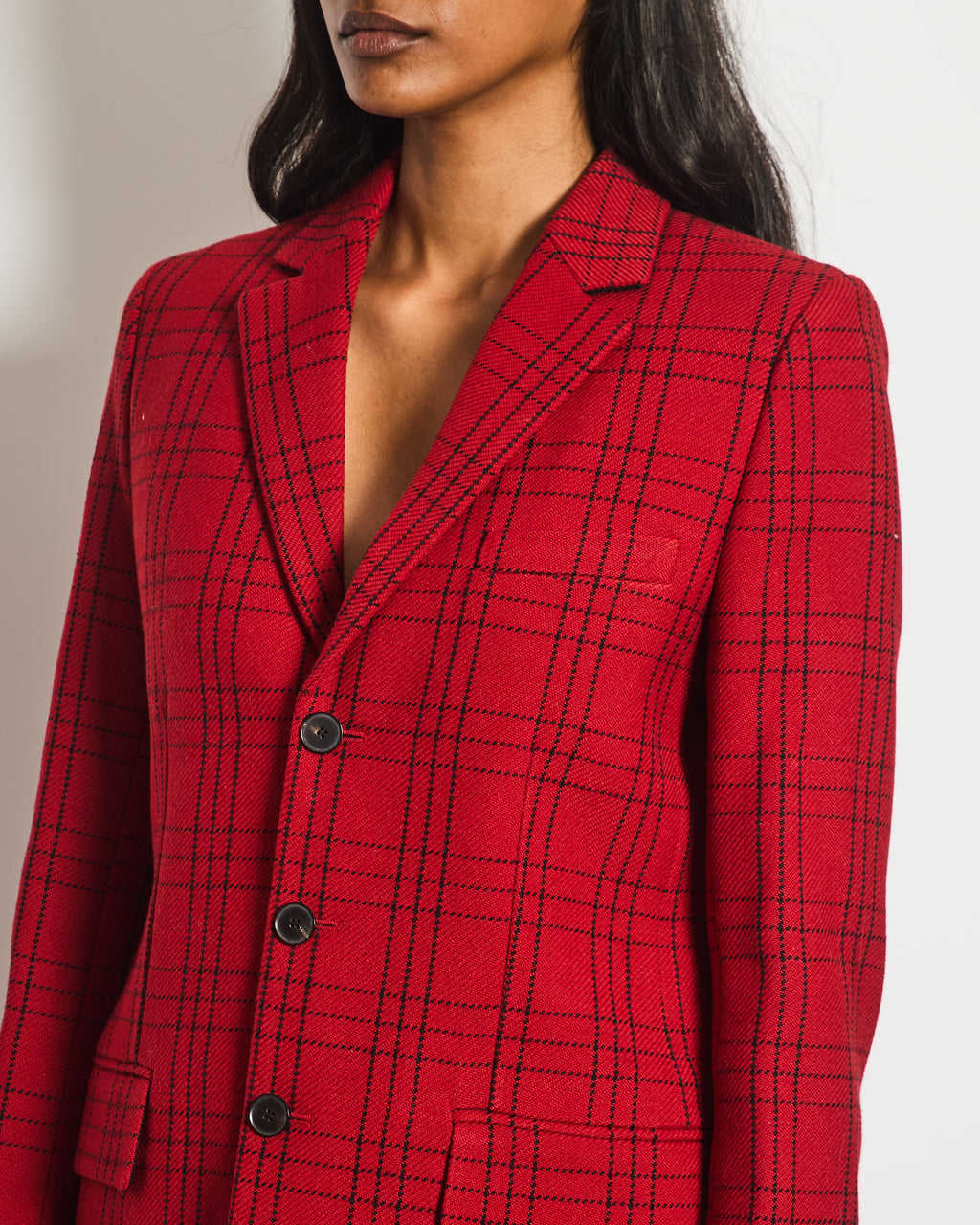 Christian Dior Red Checkered Blazer with Pocket Detail Size FR 36 (UK 8)