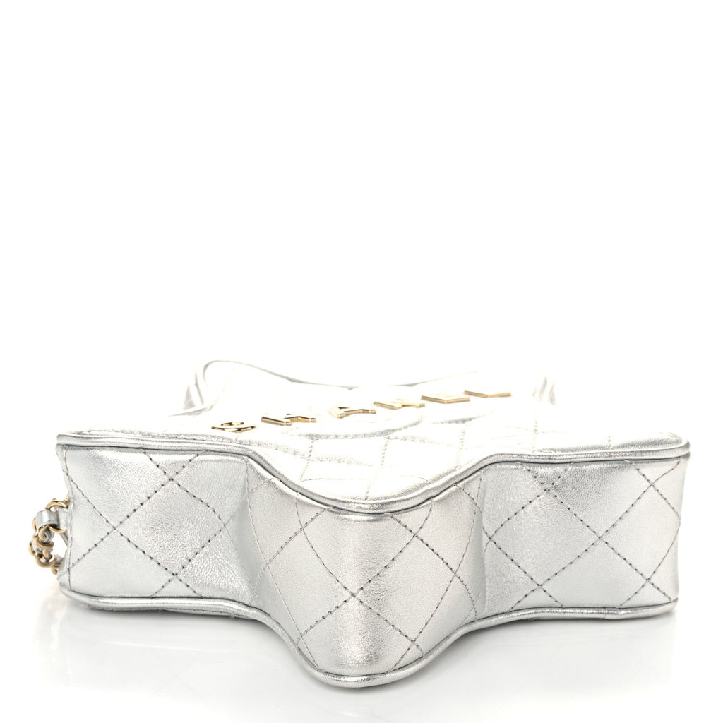 Metallic Lambskin Walk Of Fame Bag Silver