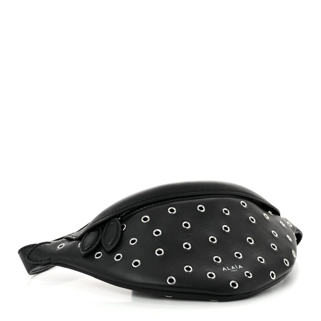 Lambskin Grommet Belt Bag Black