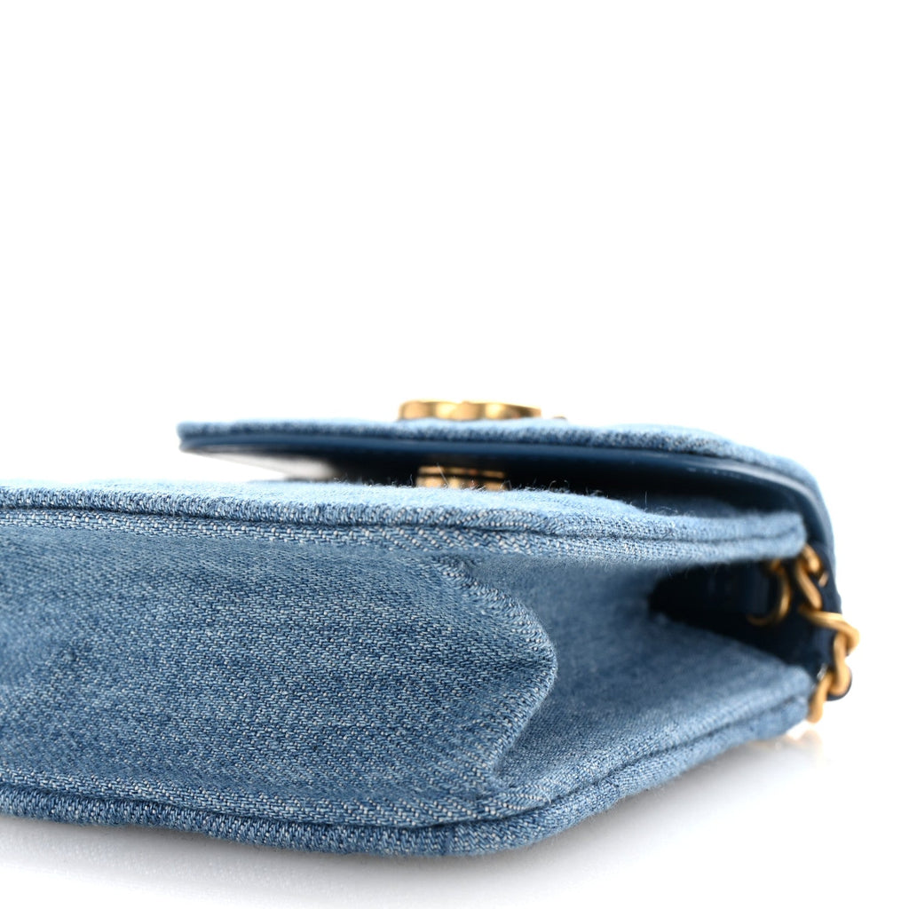 Denim Quilted Flap Mini Crossbody Blue