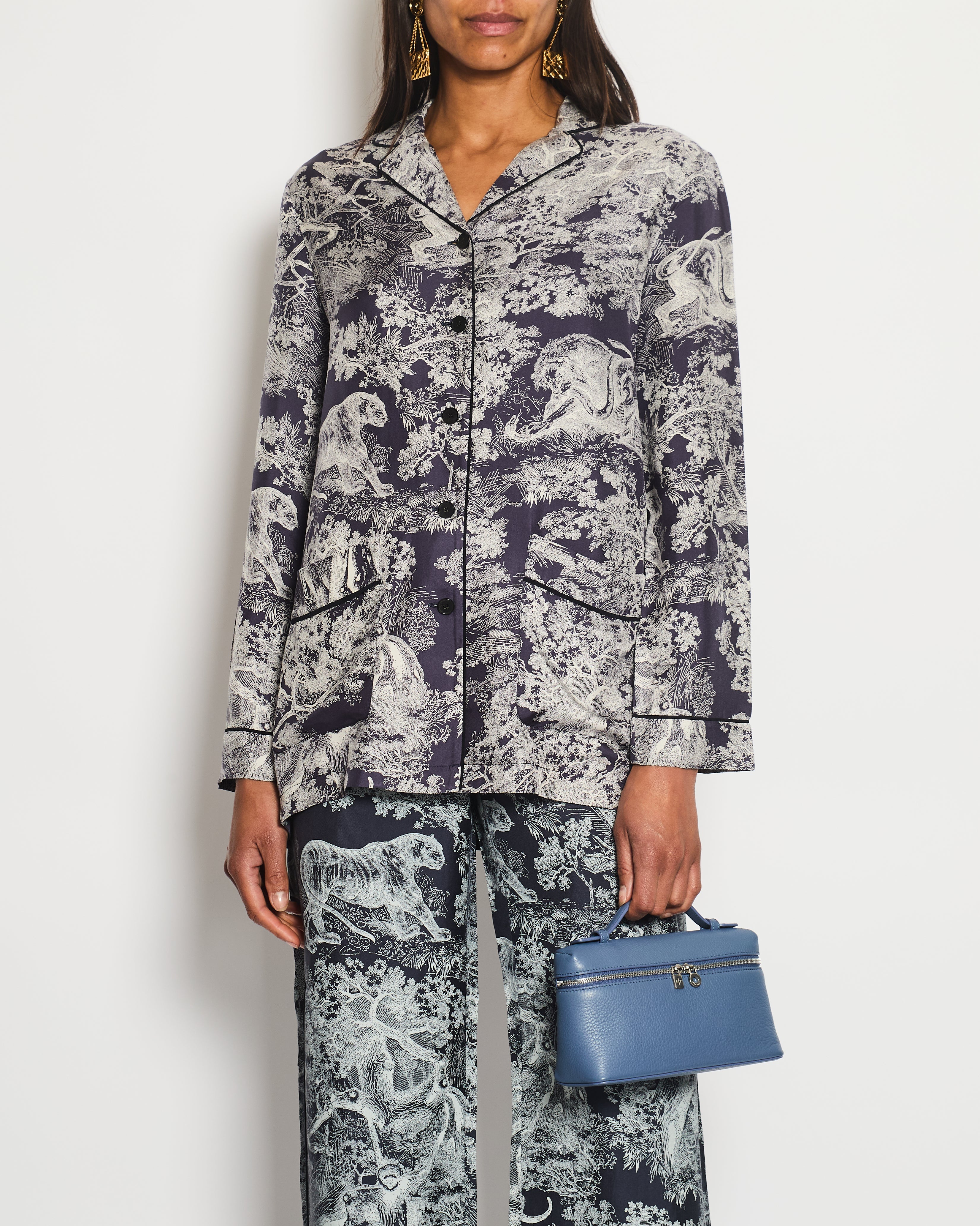 Christian Dior Navy Toile Du Jouy Two-Piece Set Size FR 34 (UK 6)