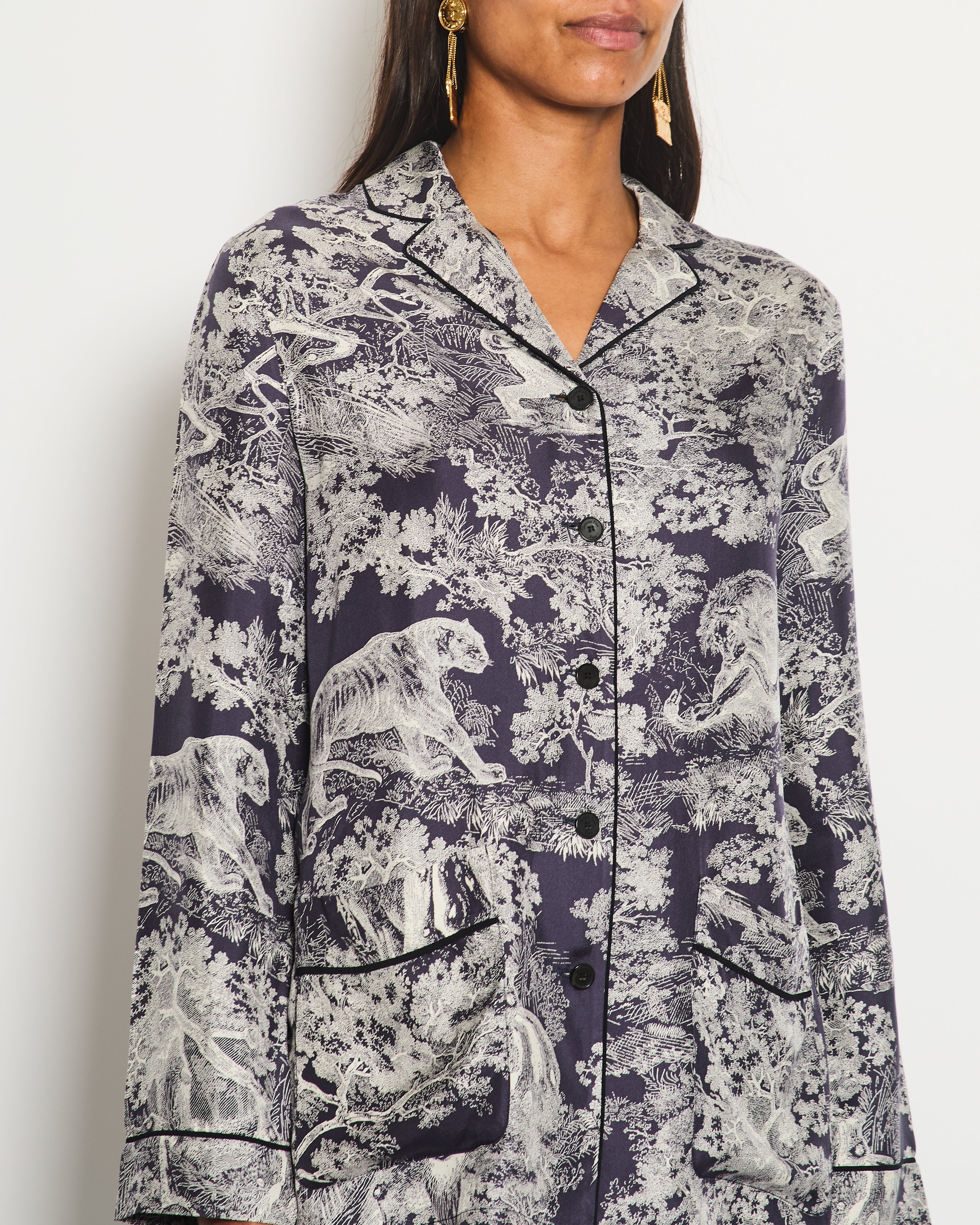 Christian Dior Navy Toile Du Jouy Two-Piece Set Size FR 34 (UK 6)