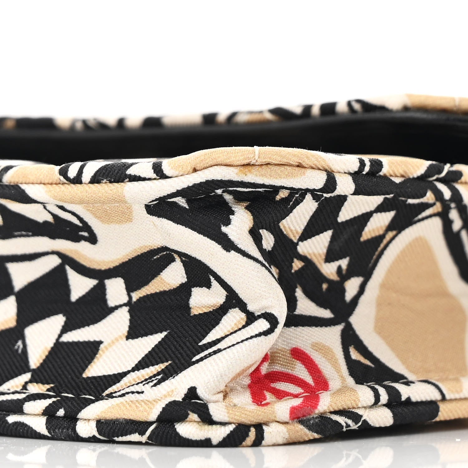 Canvas Check Flag Printed CC Clutch With Chain Beige Multicolor