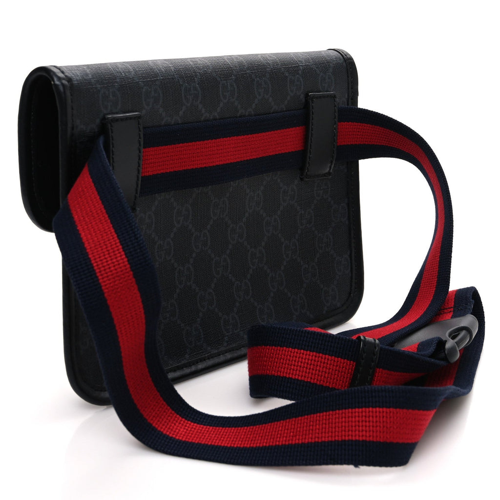GG Supreme Monogram Web Slim Belt Bag Black Grey