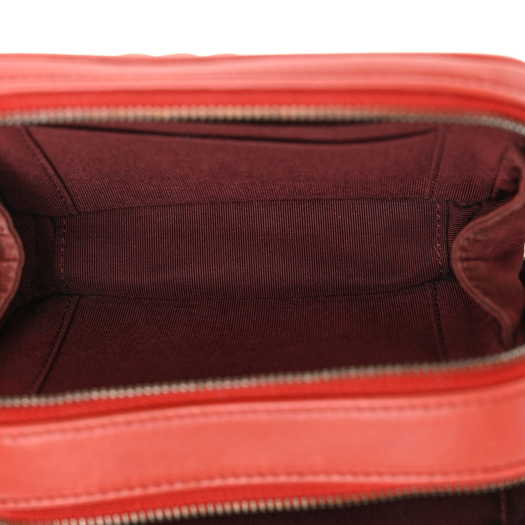 Lambskin Quilted Mini Coco Boy Camera Case Red