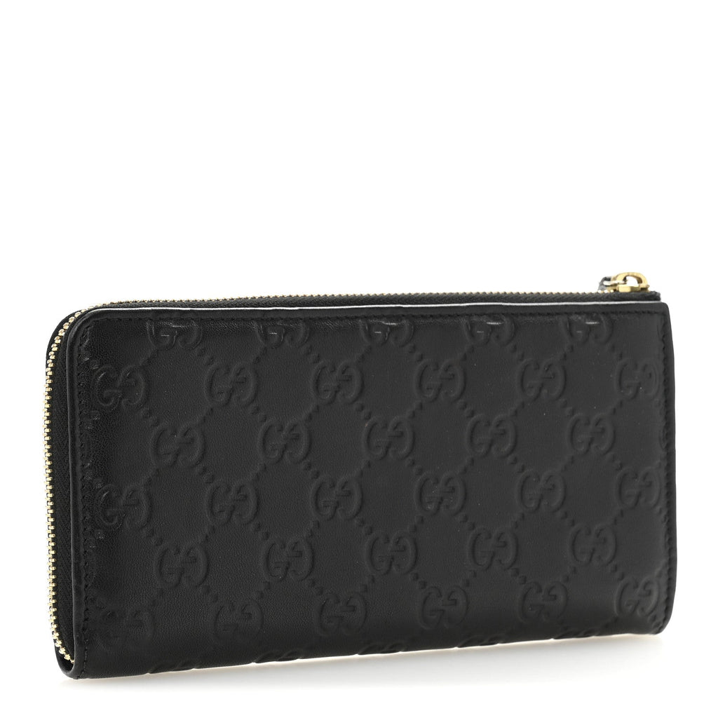 Guccissima Signature Zip Around Organizer Wallet Black