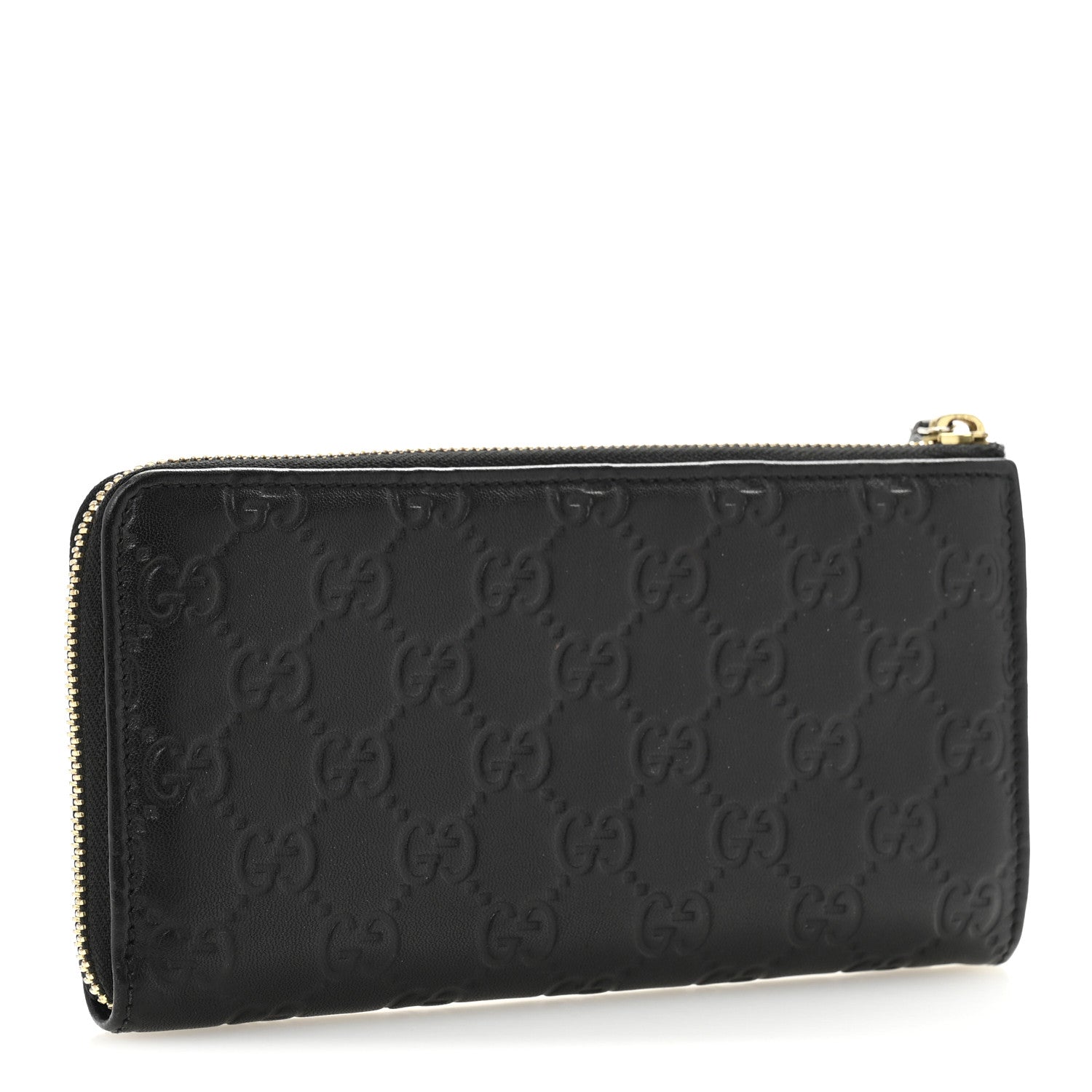 Guccissima Signature Zip Around Organizer Wallet Black