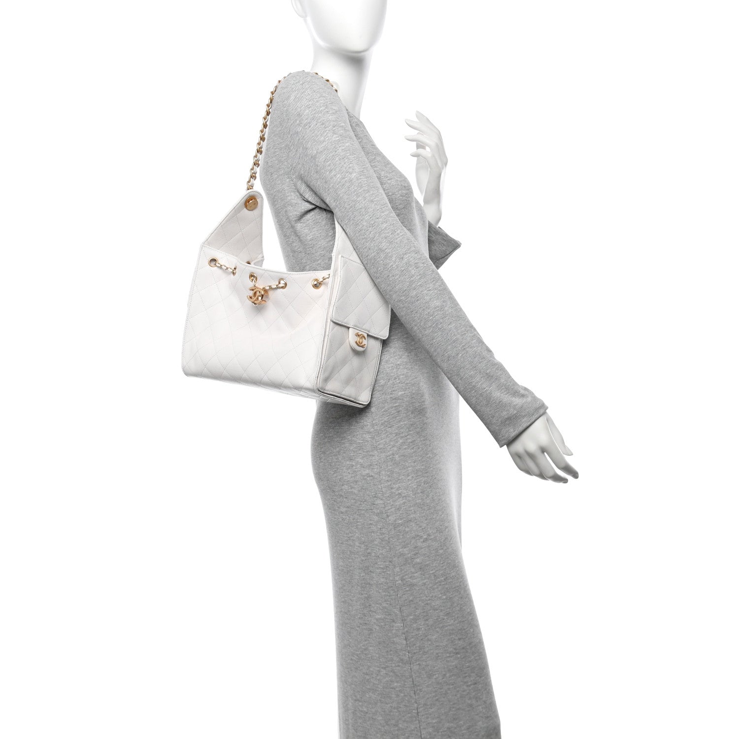 Caviar Quilted Small Chanel 25 Handbag White