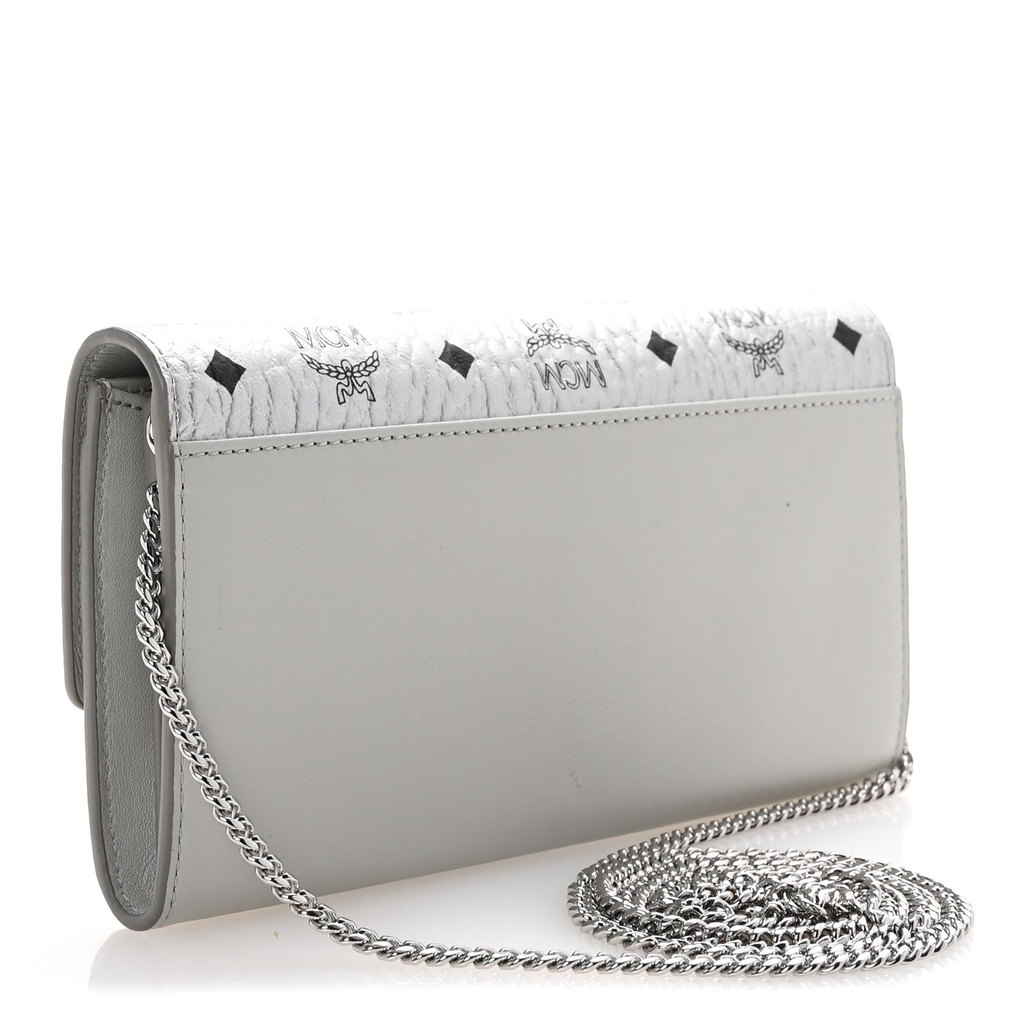 Visetos Calfskin Large Mena Crossbody Wallet On Chain Grey