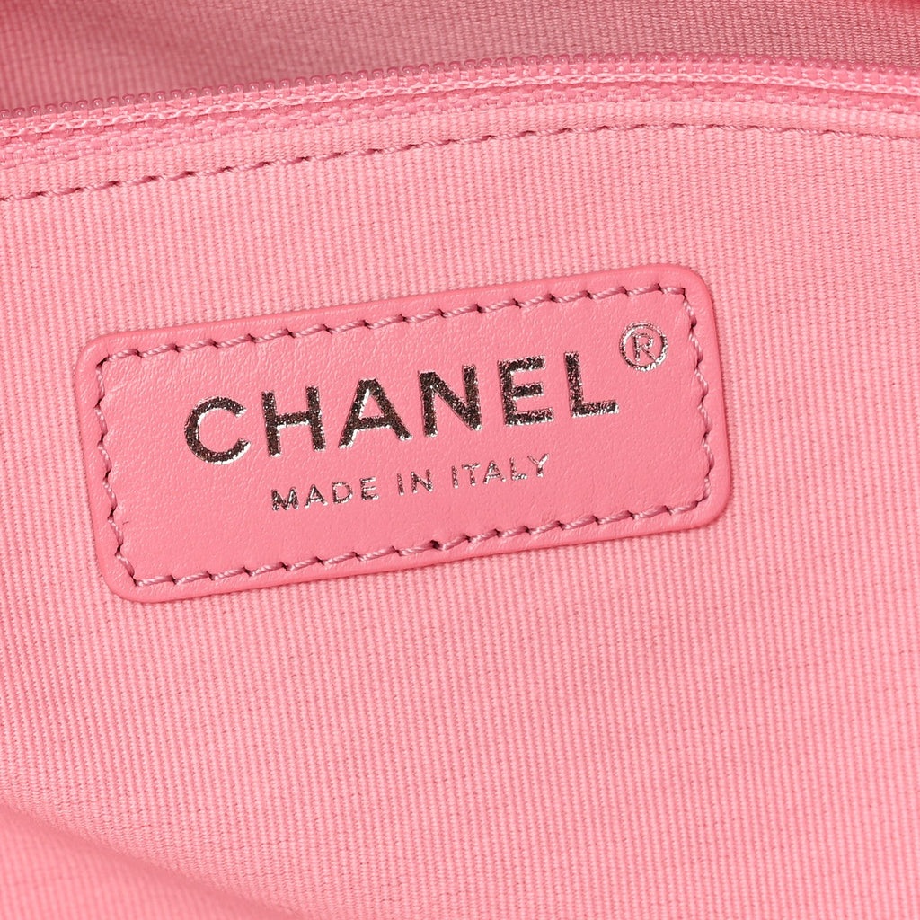 Canvas Calfskin Striped Large Deauville Tote Pink Blue