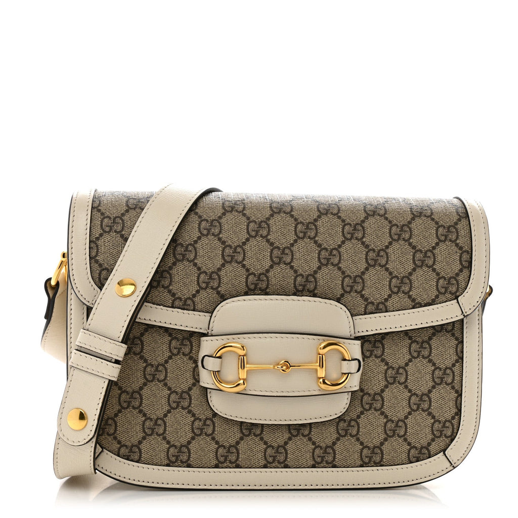 GG Supreme Monogram Horsebit 1955 Shoulder Bag Beige Mystic White
