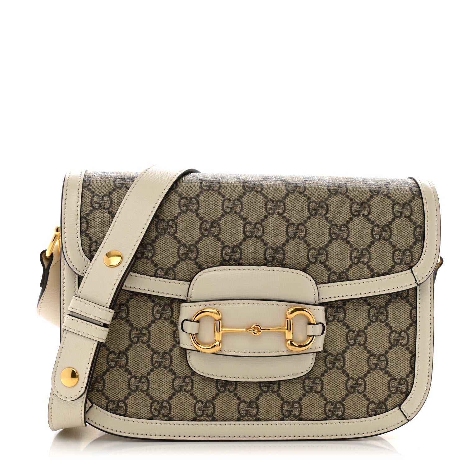GG Supreme Monogram Horsebit 1955 Shoulder Bag Beige Mystic White