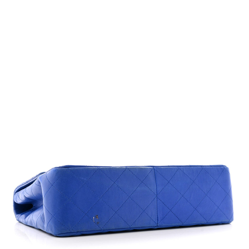 Lambskin Quilted Jumbo Single Flap Blue