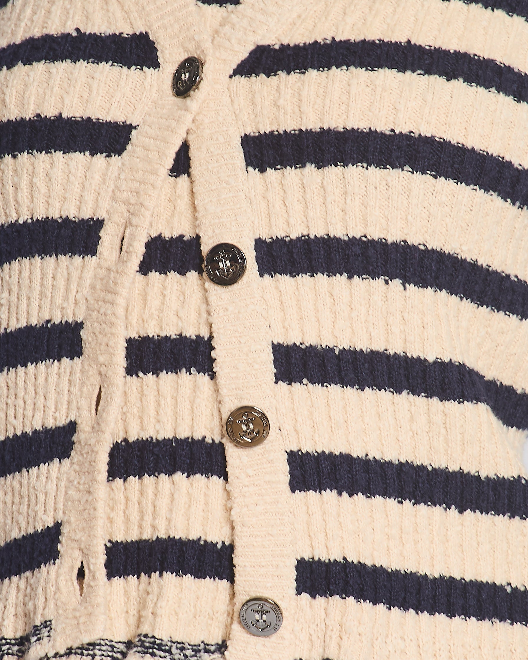 Christian Dior Cream and Navy Striped Knitted Cardigan and Top Set Size FR 36 (UK 8) RRP £2,100