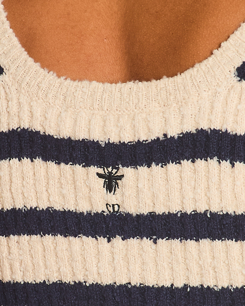 Christian Dior Cream and Navy Striped Knitted Cardigan and Top Set Size FR 36 (UK 8) RRP £2,100