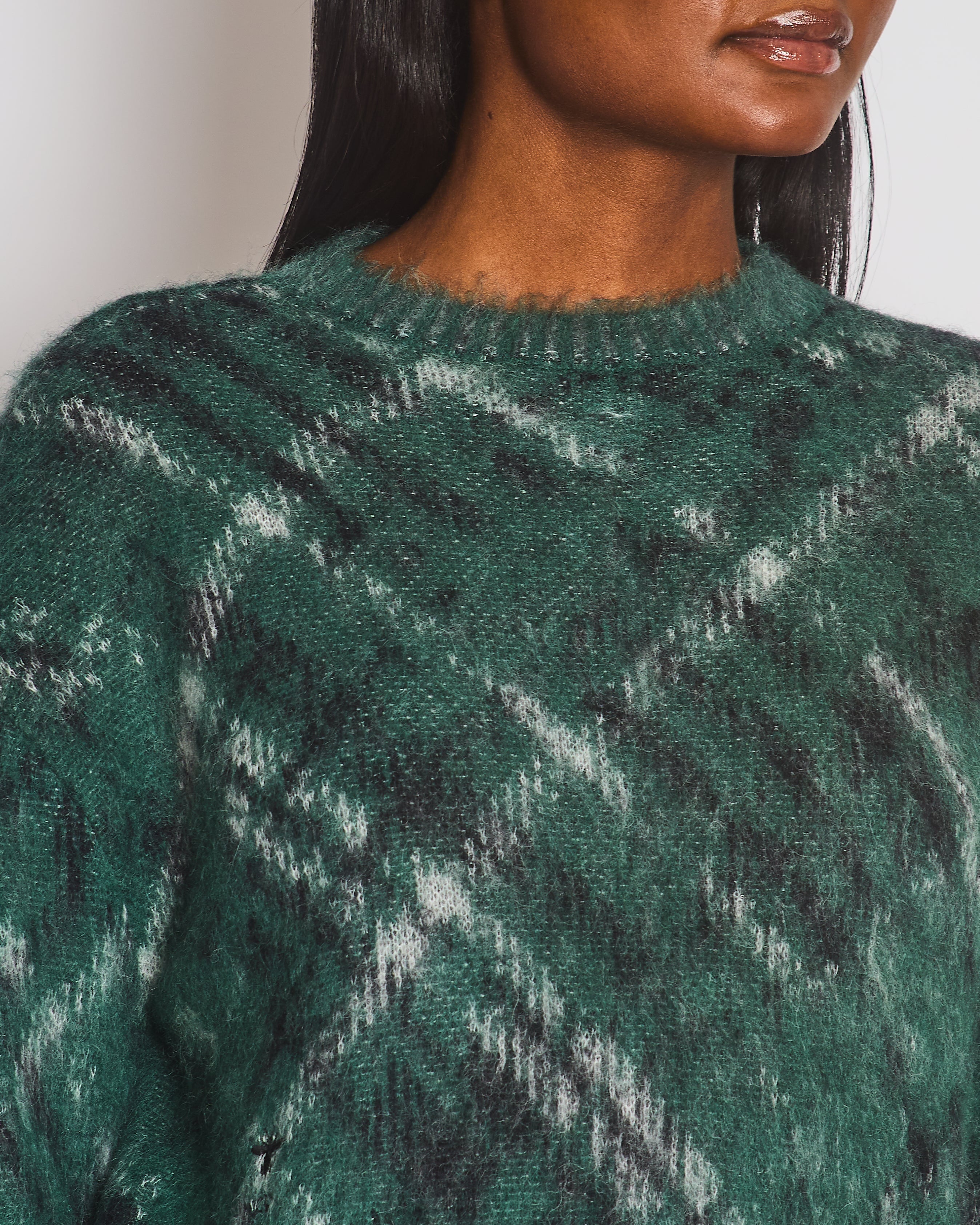 Christian Dior Forest Green Checkered Mohair Jumper Size FR 38 (UK 10)
