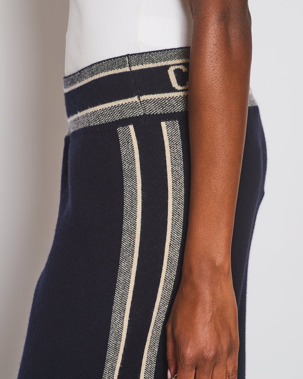 Christian Dior Navy Cashmere Logo Trousers Size FR 40 (UK 12)