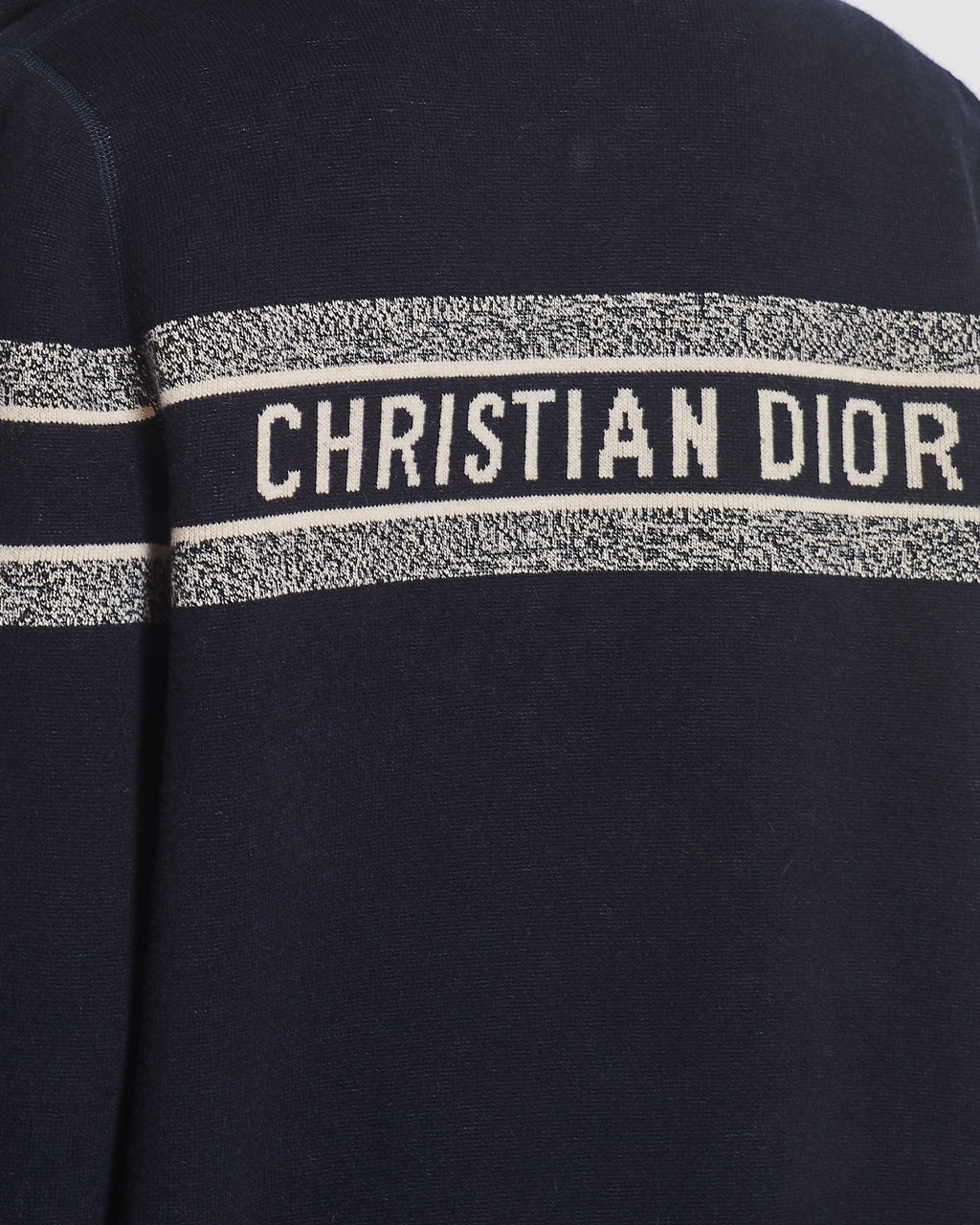 Christian Dior Navy Cashmere Reversible Monogram Zip-Up Jumper FR 42 (UK 14)