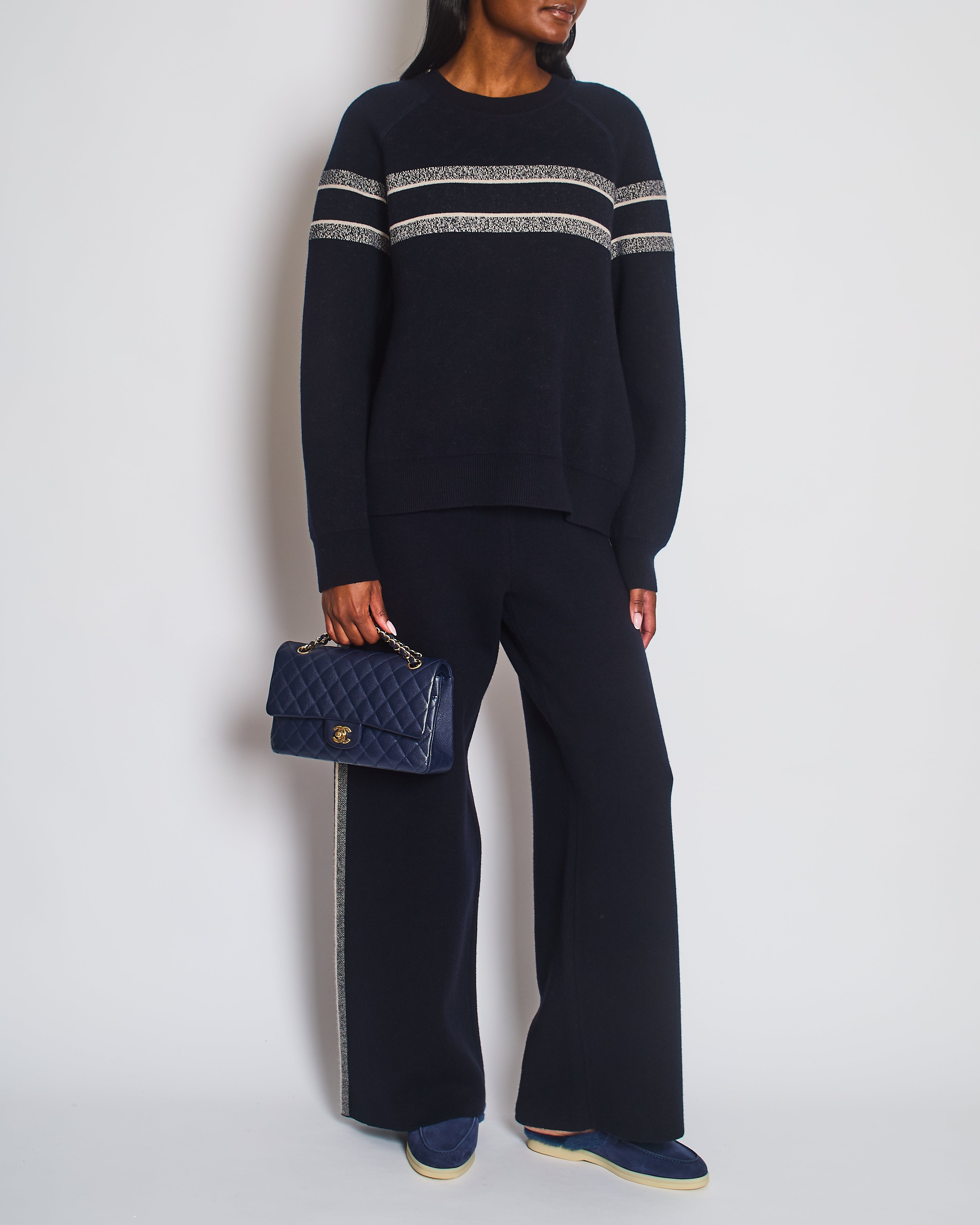 Christian Dior Navy Reversible Logo Jumper with Oblique Print Detail Size FR 40 (UK 12)