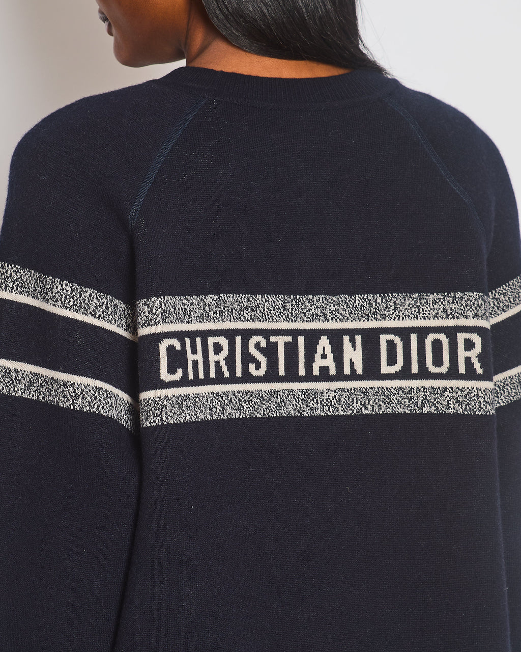 Christian Dior Navy Reversible Logo Jumper with Oblique Print Detail Size FR 40 (UK 12)