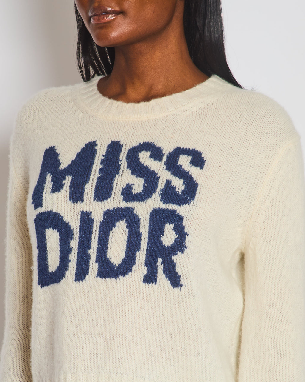Christian Dior Cream "Miss Dior" Cashmere Long Sleeve Jumper Size FR 40 (UK 12)