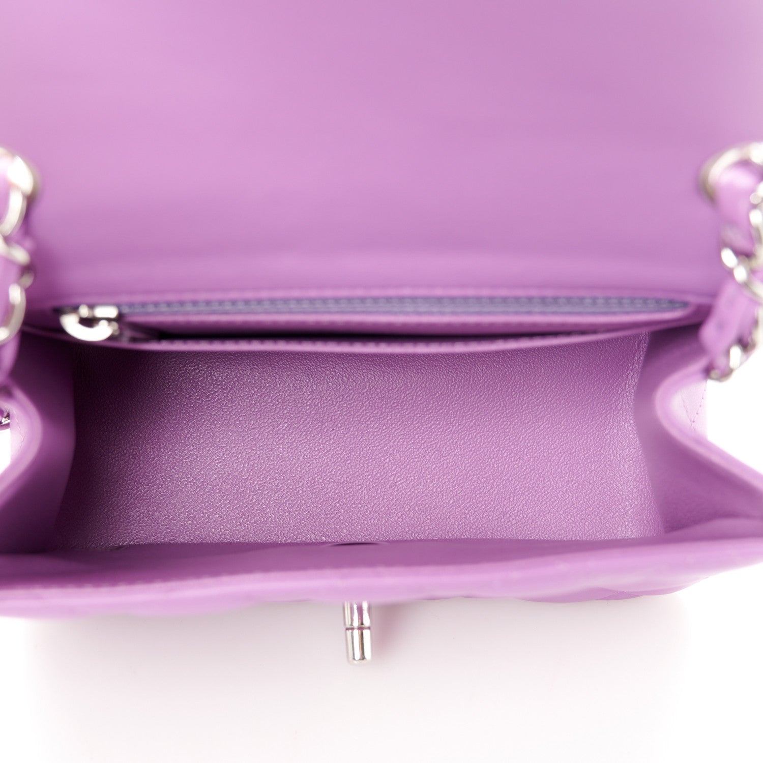 Lambskin Quilted Mini Square Flap Purple
