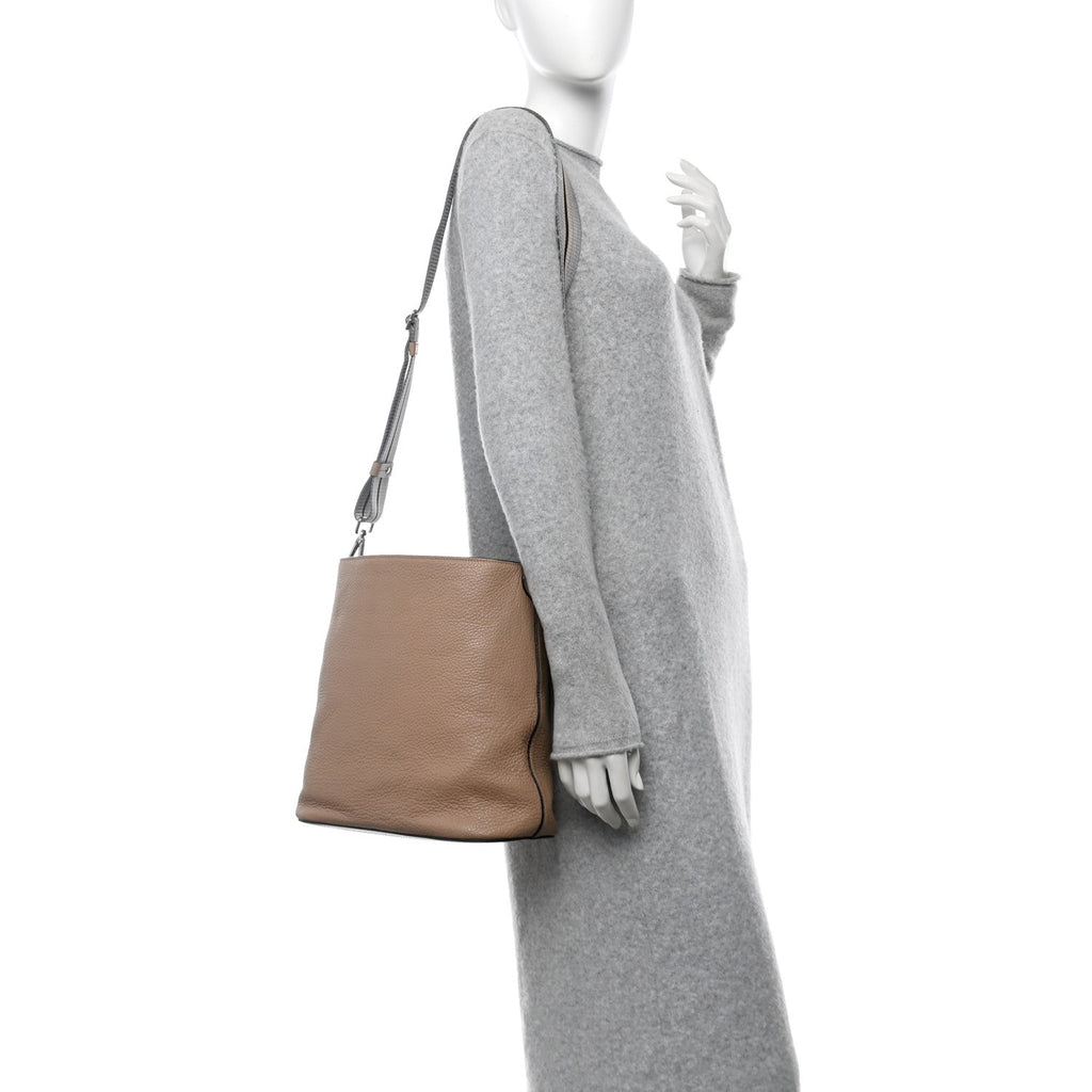 Vitello Phenix Embossed Logo Shoulder Bag Cammeo