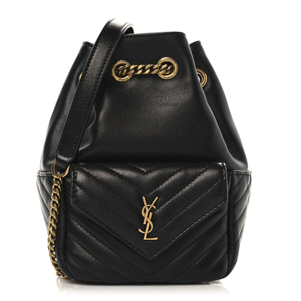 Lambskin Matelasse Monogram Joe Nano Bucket Bag Black
