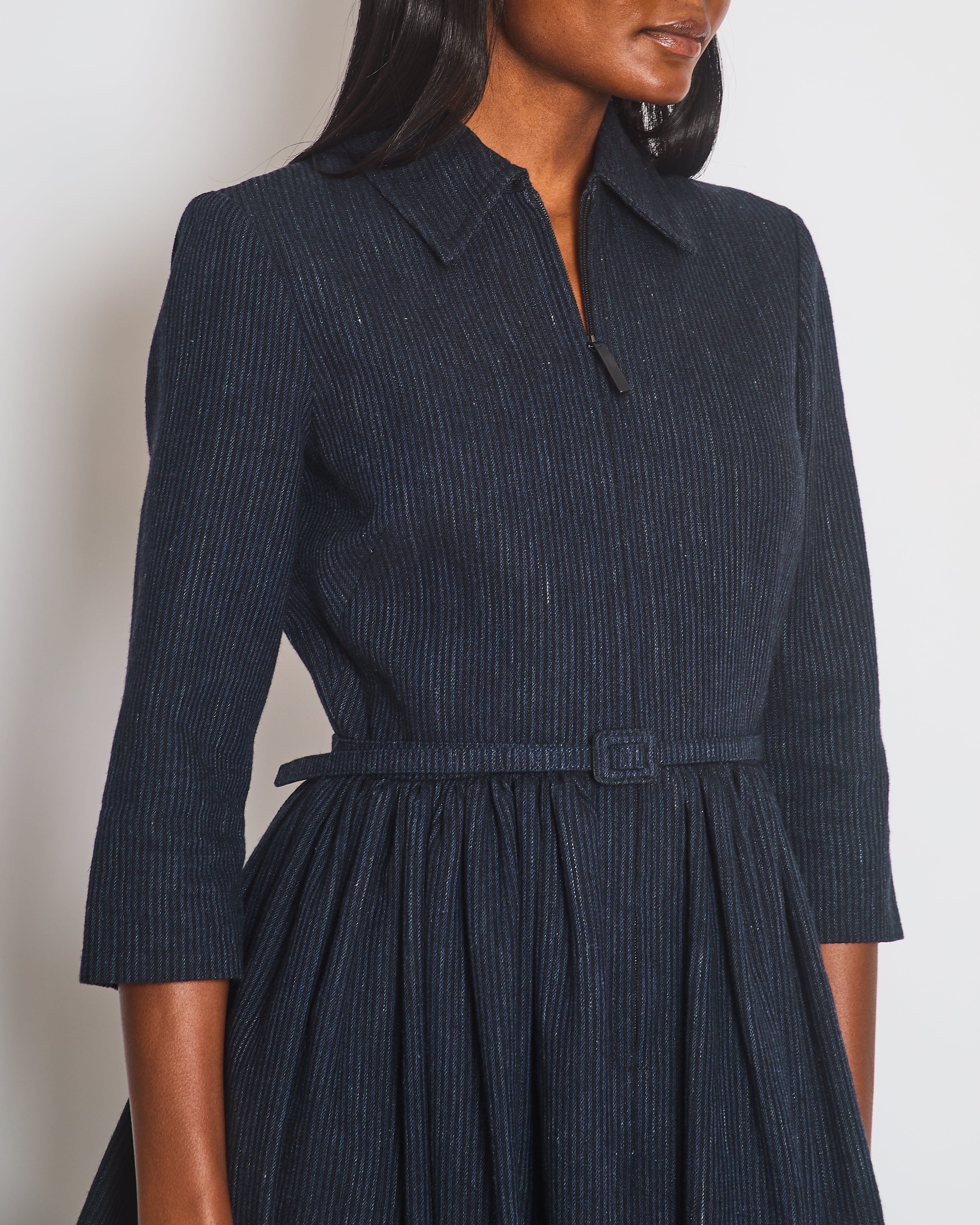 Christian Dior Navy Striped Long Sleeve Dress with Belt Detail Size FR 38 (UK 10)