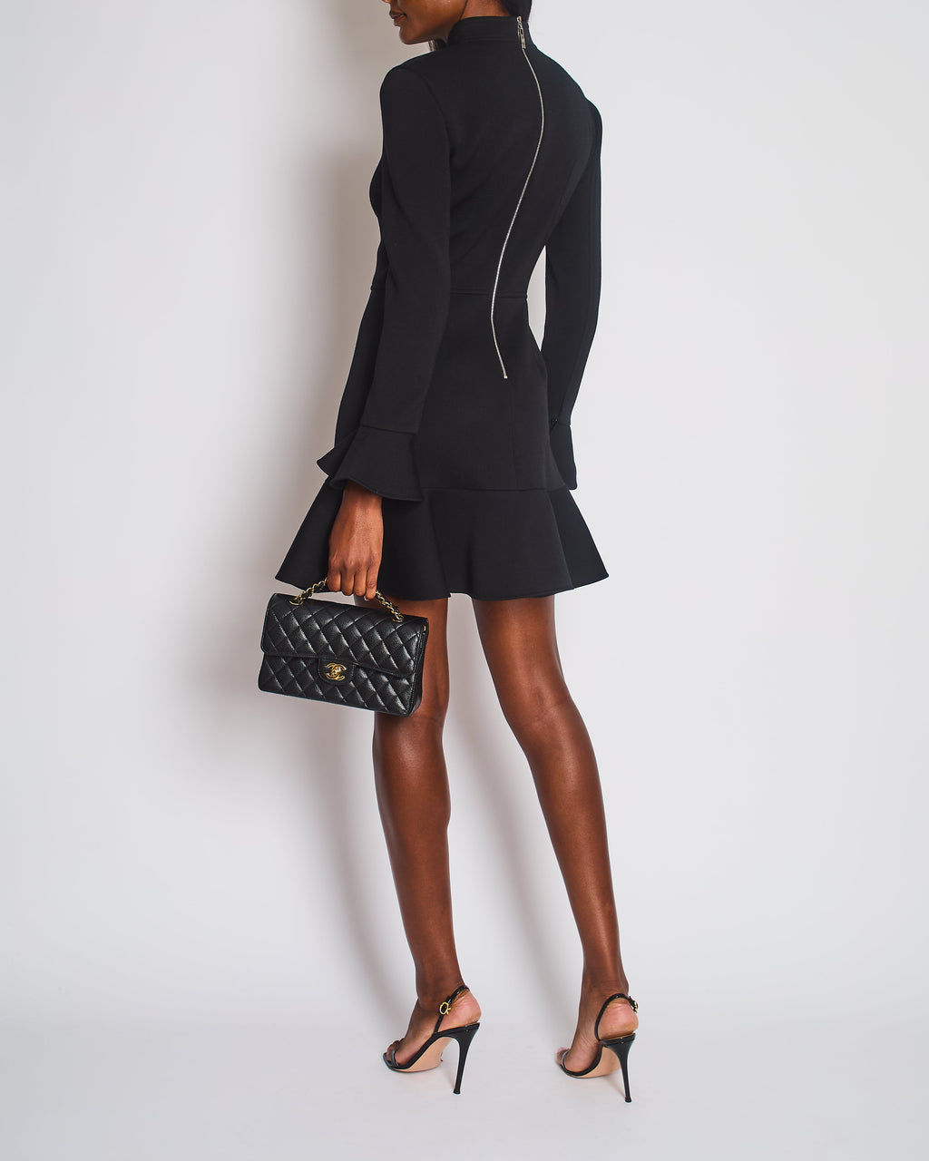 Louis Vuitton Black Long Sleeve Button Down Mini Dress Size FR 38 (UK 10)