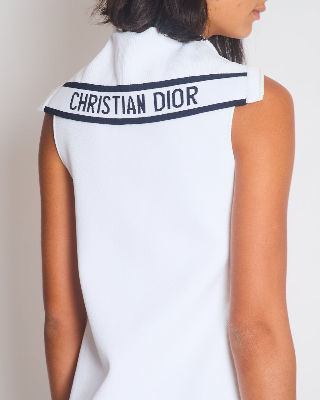 Christian Dior Dioriviera White Sleeveless Knit Straight Mini Dress Size FR 36 (UK 8)