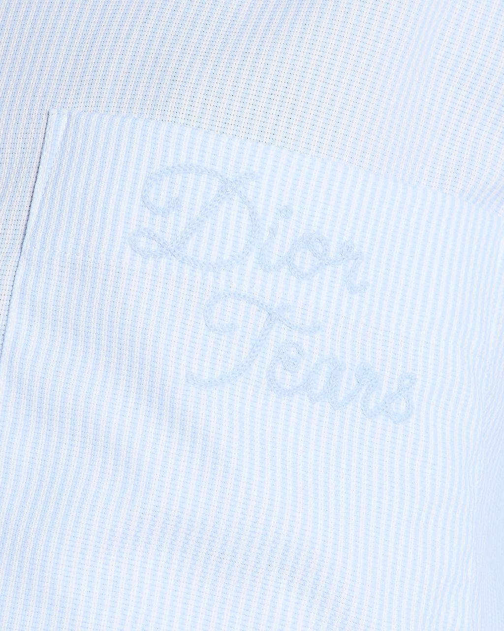 Christian Dior Menswear Blue and White Pin Stripe Button Down Shirt with Pockets and Dior Tears Embroidery Size EU 40 (UK 38)