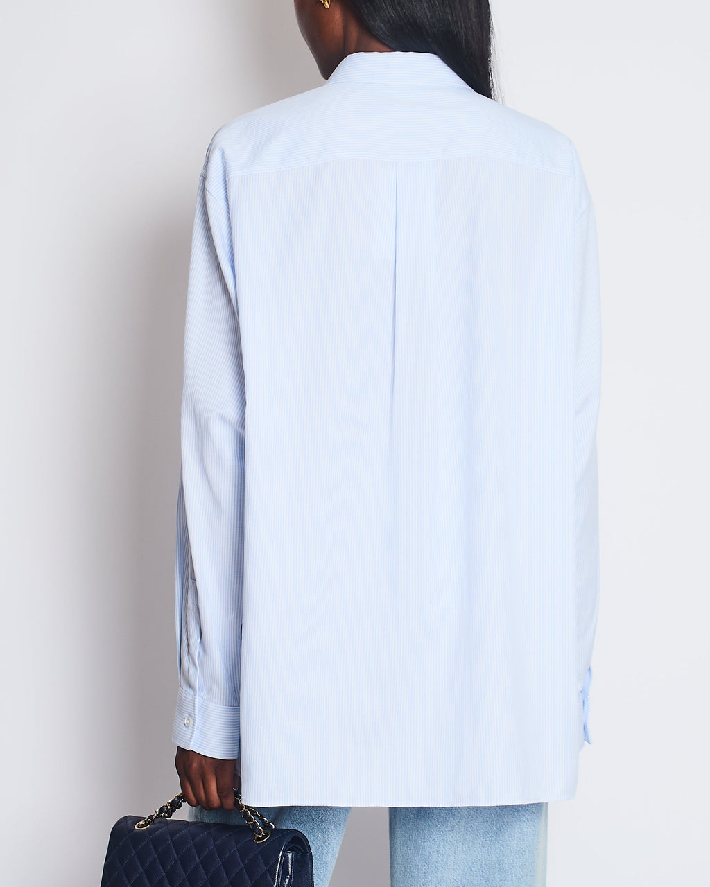 Christian Dior Menswear Blue and White Pin Stripe Button Down Shirt with Pockets and Dior Tears Embroidery Size EU 40 (UK 38)