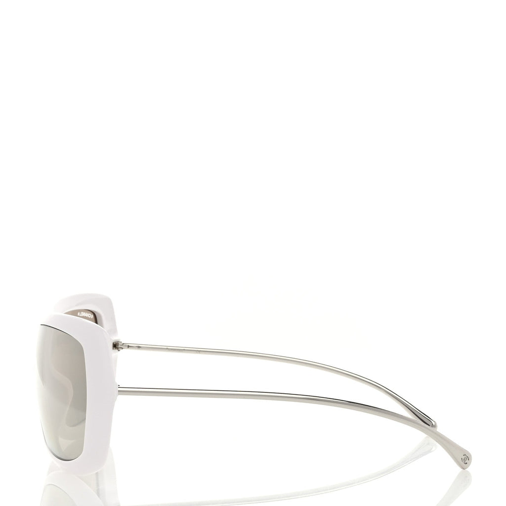 Acetate Metal Shield Sunglasses 71336A White