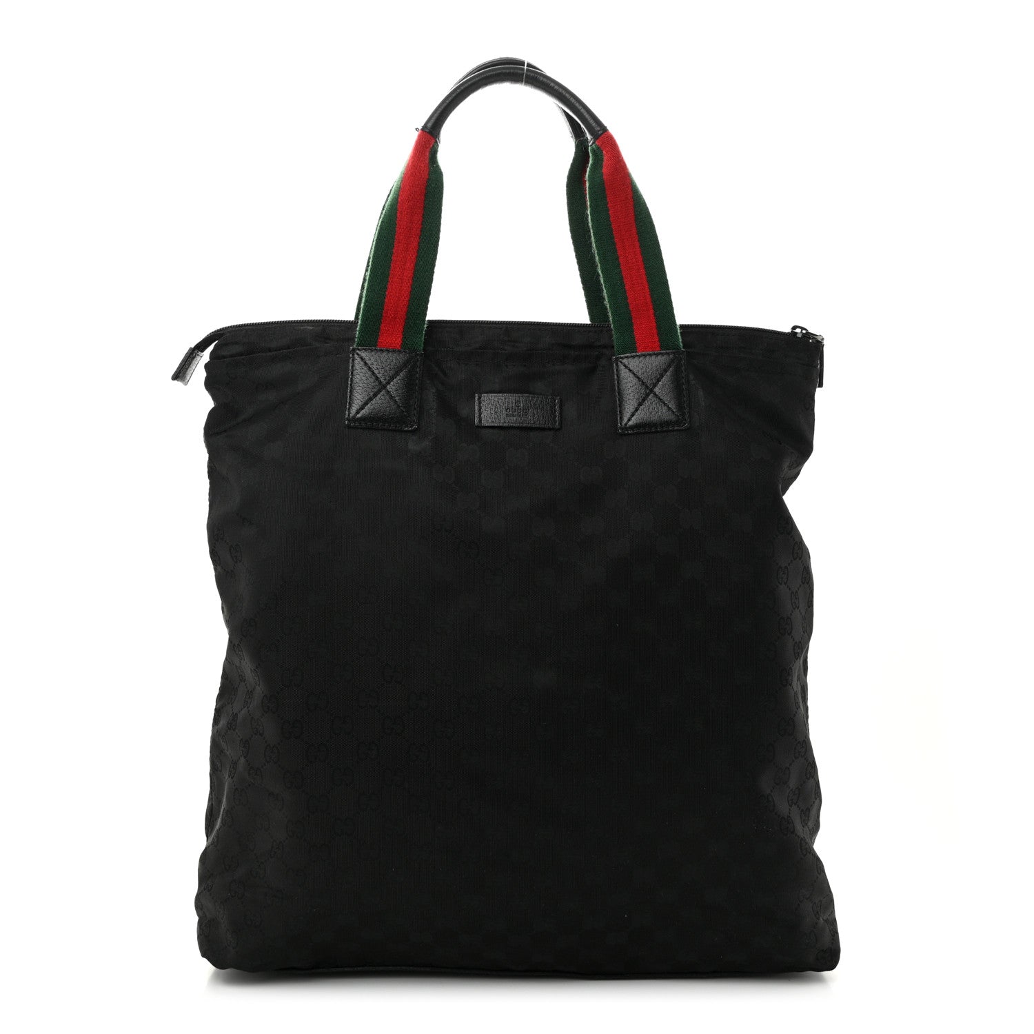 GG Monogram Large Web Handle Vertical Tote Black