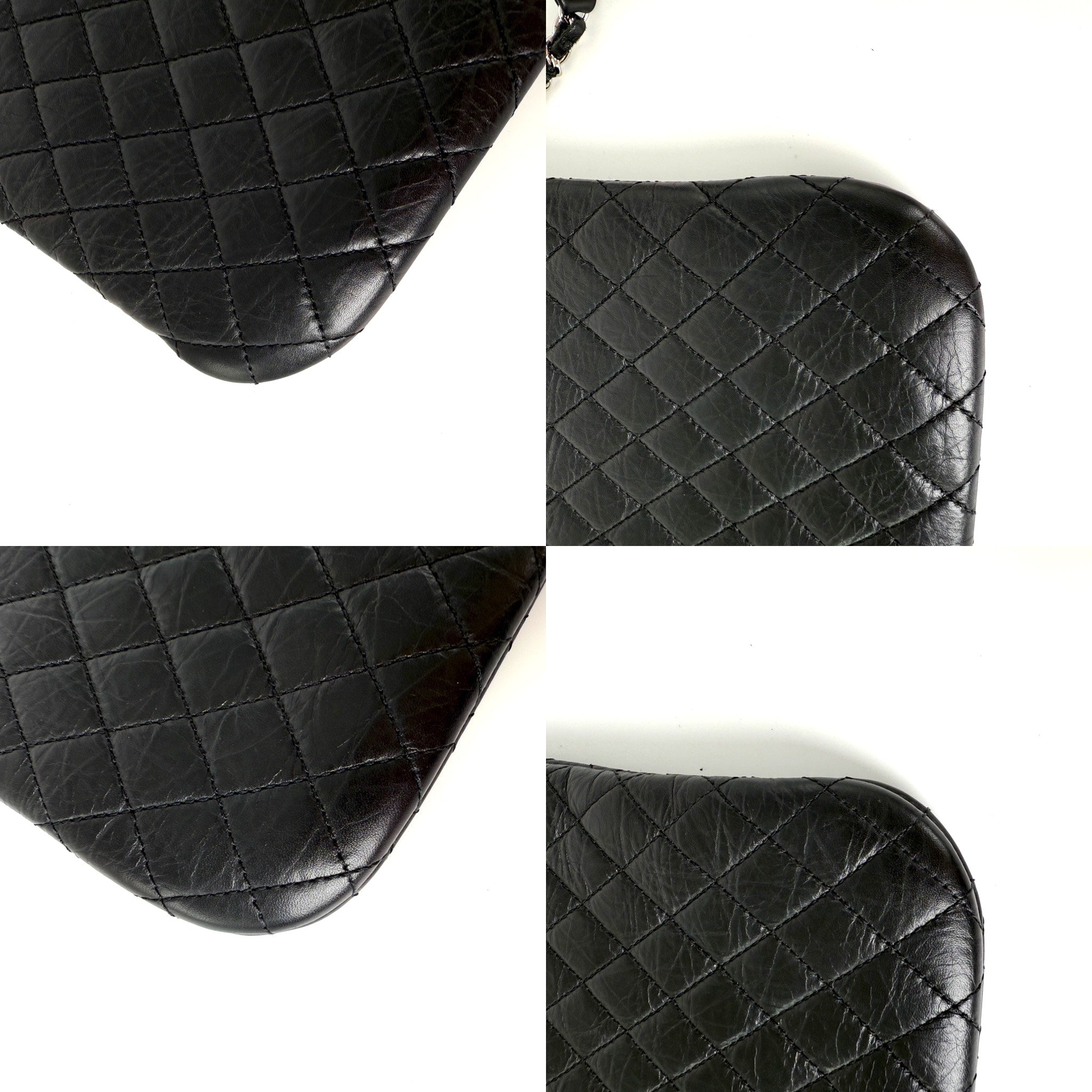 CHANEL Aged Calfskin CC Quilted Uniform Crossbody Black Bag