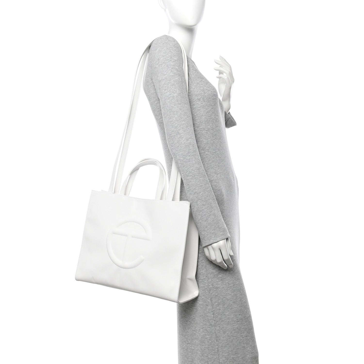Vegan Leather Medium Shopping Bag White