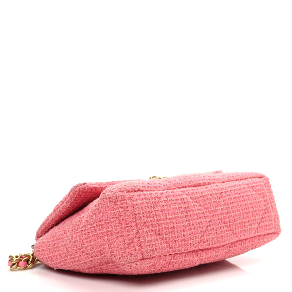 Metallic Tweed Quilted Large Chanel 19 Flap Pink