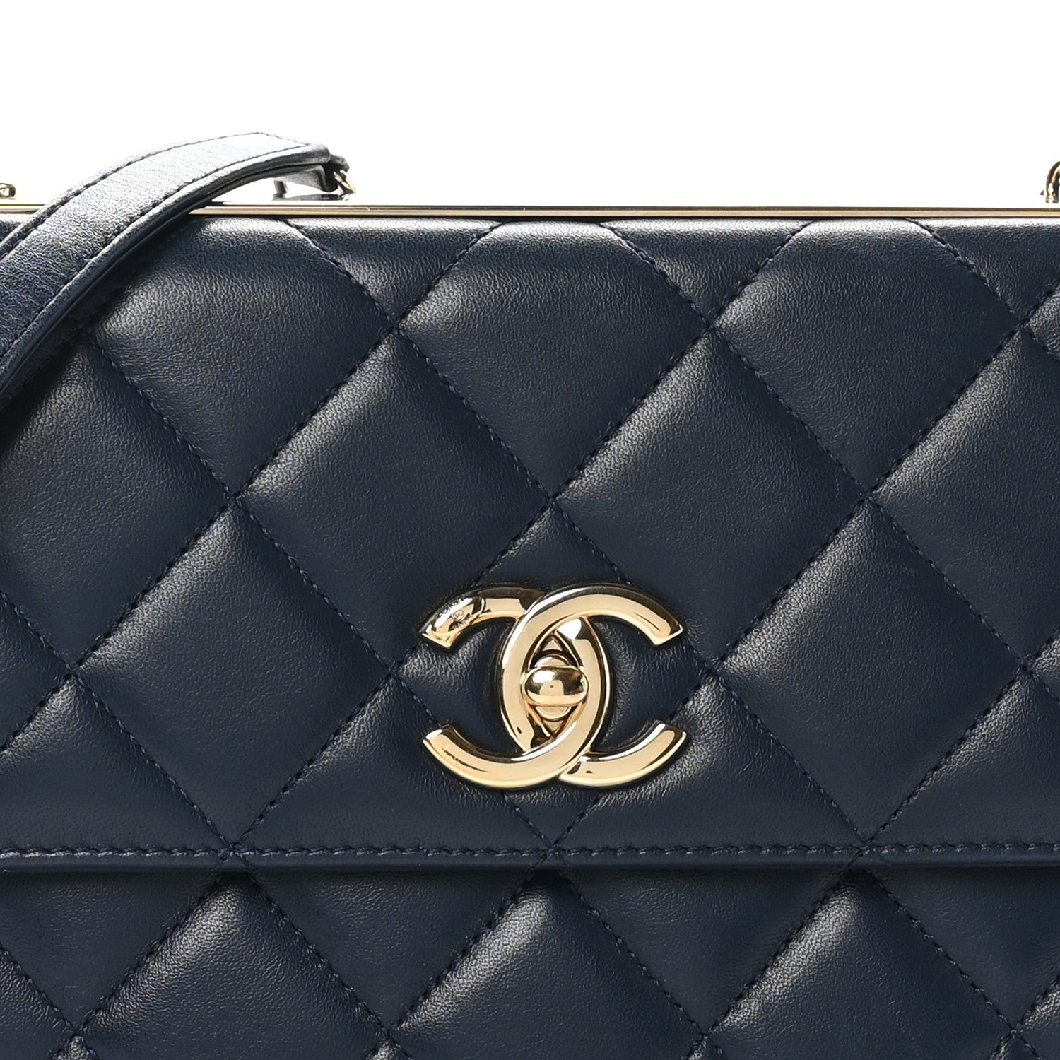 Lambskin Quilted Medium Trendy CC Flap Navy Blue
