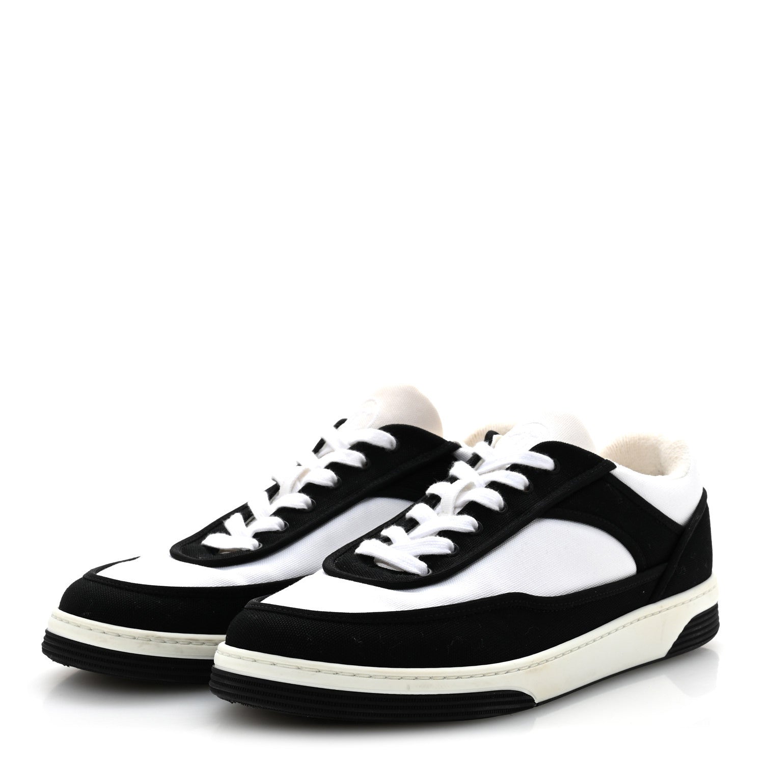 Fabric Womens Logo Sneakers 39.5 Black White