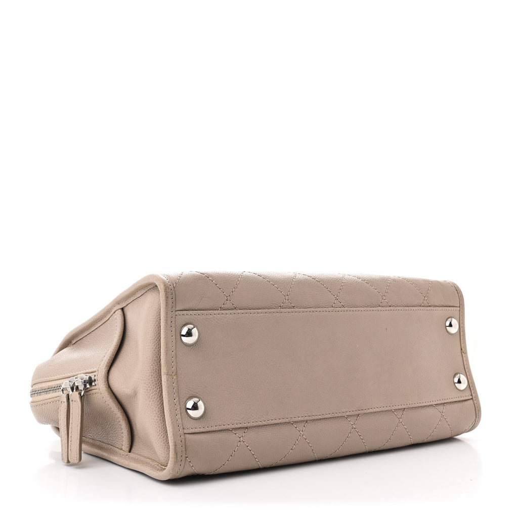 Caviar Quilted Deauville Bowling Bag Beige