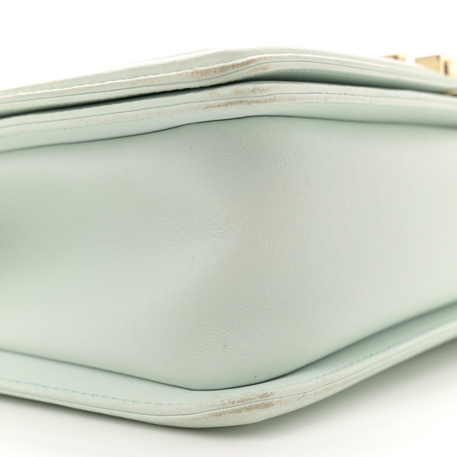 Lambskin Quilted Medium Boy Flap Light Green